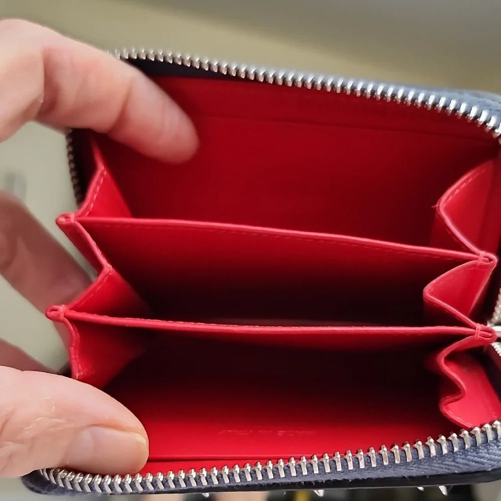 New Christian Louboutin Denim Blue Leather Wallet with Studs - Picture 4 of 5